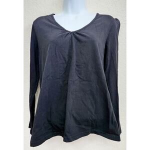 Announcements Maternity Black Pleated V Neck Top Medium Lightweight Stretch Soft